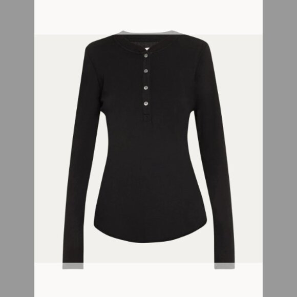 NSF Clothing Hal Long-Sleeve Jersey Henley (Orig.$108) w/tax (Size XS) Black - Picture 1 of 7